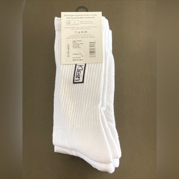 Calvin Klein Men’s Reimagined Heritage Cushion Crew 3 Pairs White - Picture 2 of 8